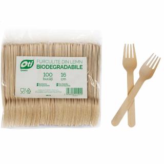 Furculite din lemn biodegradabile, 100 buc pachet