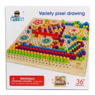 Joc Educativ si Distractiv din lemn, Mozaic Pixel, 3 ani+