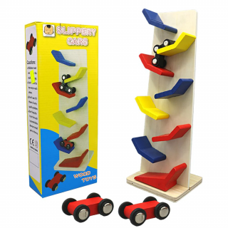 Pista de Raliu jucarie din lemn cu 8 etaje Slippery Cars