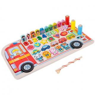 Placa logaritmica multifunctionala Montessori, Masina de Pompieri, 3 ani+