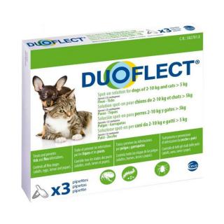 DUOFLECT, solutie antiparazitara spot-on pentru caini 2-10 kg si pisici   5kg, 3 pipete