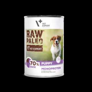 Hrana umeda pentru caini, RAW PALEO Puppy, carne de Rata, 400 g