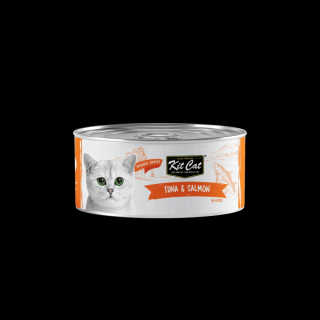 Hrana umeda pentru pisici, Kit Cat, Ton fara Oase  Topping de Somon, 80g