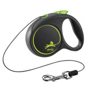 Lesa pentru caini Black design Snur, Flexi, Retractabil, Pana la 8 kg, XS, 3 metri, Verde