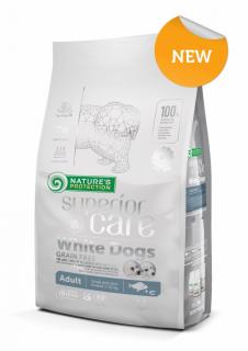 NATURES PROTECTION Superior Care White Dogs SmallMini Grain Free, Peste Alb, ajuta la eliminarea lacrimarii excesive si reducerea petelor maronii de la ochi, 1.5kg