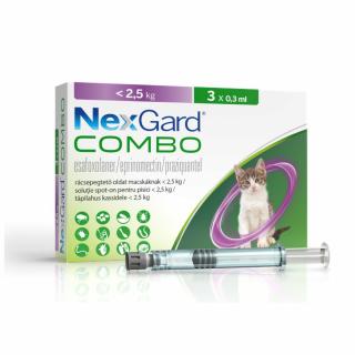 NexGard Combo solutie spot-on pentru pisici   2.5 kg, 3x0.3 ml