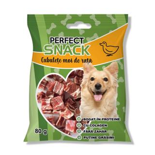 Perfect Snack, recompense delicioase pentru caini,  Cubulete moi de rata ,   80 g
