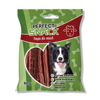 Perfect Snack, recompense delicioase pentru caini,  Fasii de miel ,   80 g