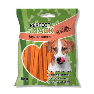 Perfect Snack, recompense delicioase pentru caini,  Fasii de somon ,   80 g