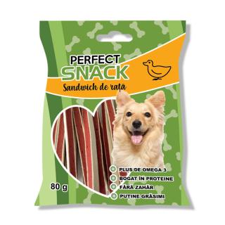 Perfect Snack, recompense delicioase pentru caini,  Sandwich de rata ,   80 g