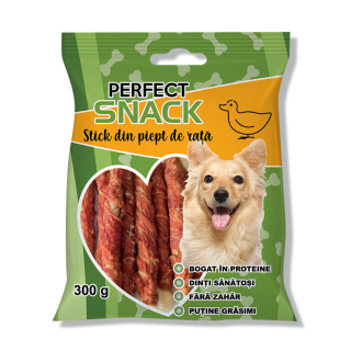 Perfect Snack, recompense delicioase pentru caini, Stick din piept de rata,   300 g