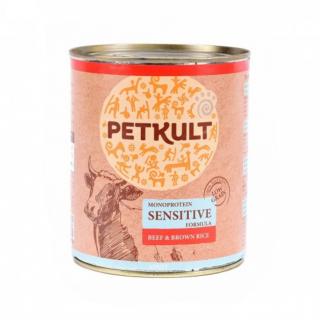 Petkult Sensitive cu vita si orez brun, hrana umeda pentru caini, 800 g