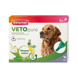 Pipeta antiparazitara BEAPHAR VETOPURE BIO SPOT ON pentru caini   15 kg L 6 pipete   cutie