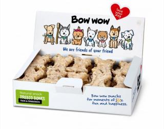 Recompense delicioase pentru caini Bow Wow, oase prebiotic, cu burta de vita si merisoare, 30 buc