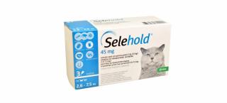 Selehold Cat 45 mg antiparazitar extern si intern pisici talie medie (2.6 - 7.5 kg), 3 pipete