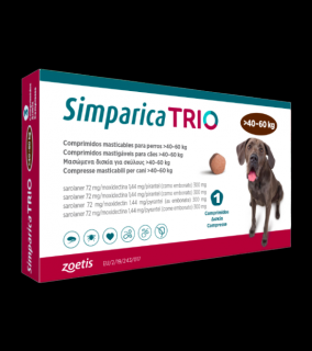 Simparica Trio Caini 72 mg (40.1 - 60 kg) Deparazitare interna si externa, 3 x comprimate masticabile