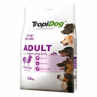 TropiDog, hrana uscata Premium Adult, pentru talie medie si mare, miel  orez, 2.5 kg