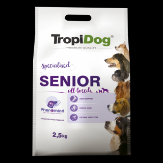 TropiDog, hrana uscata Premium Senior cu curcan si orez,  2.5 kg