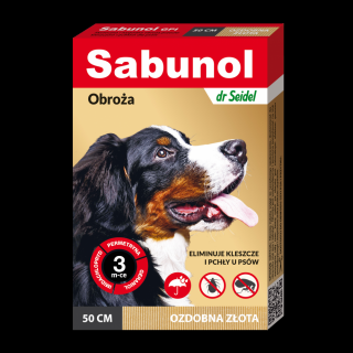 Zgarda antiparazitara caini , Sabunol GPI talie medie 10-25 kg Gold , 50 cm