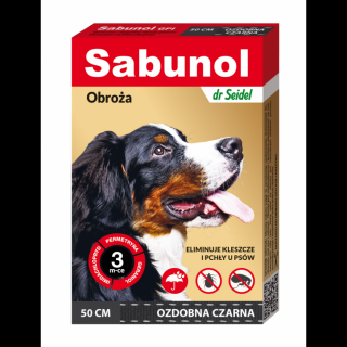 Zgarda antiparazitara caini , Sabunol GPI talie medie 10-25 kg Negru , 50 cm