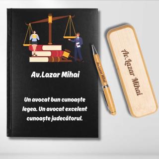 Cadou pentru Avocat - Agenda personalizata + set scris