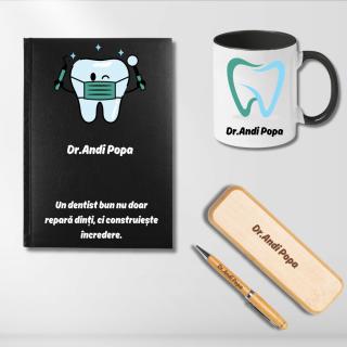 Cadou pentru Doctor Dentist - Agenda +Set scris + Cana