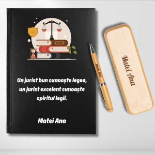 Cadou pentru Jurist- Agenda personalizata + set scris