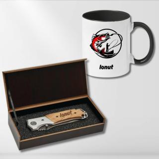 Cadou pentru Pescar - Cana + Cutit personalizat