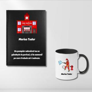 Cadou pentru Pompier - Agenda personalizata + cana