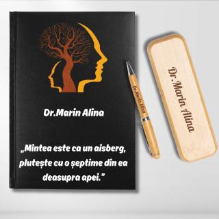 Cadou pentru Psiholog- Agenda personalizata + set scris