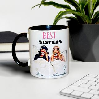 Cana personalizata cu text Best Sisters