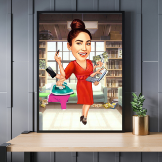Caricatura Femeie - Multitasking