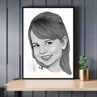 Tablou caricatura portret 1 personaj - black  white