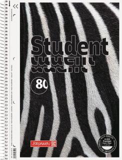 Caiet cu spirala ,  Zebra,  , A4, matematica, 90 g mp, 80 file, coperta cu imitatie blana zebra, calitate Premium