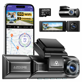 Camera auto de bord AZDOME M550 Pro cu 3 canale 4K, WiFi 5G, WDR Night Vision, 150°, ecran IPS 3.19 , GPS, aplicatie dedicata, G-sensor si monitorizare parcare