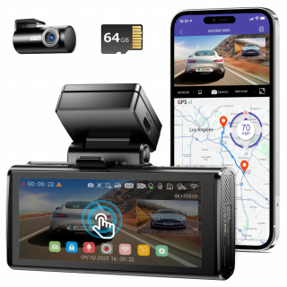 Camera auto de bord AZDOME M580 cu 2 canale 5K, WiFi 5G, WDR Night Vision, 150°, ecran IPS 4 , GPS, aplicatie dedicata, G-sensor si monitorizare parcare