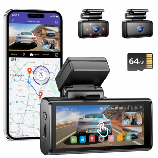 Camera auto de bord AZDOME M580 cu 3 canale 5K, WiFi 5G, WDR Night Vision, 150°, ecran IPS 4 , GPS, aplicatie dedicata, G-sensor si monitorizare parcare