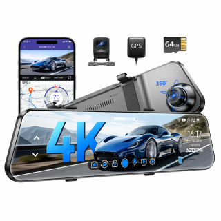 Camera auto de bord AZDOME PG17 4K+FHD, WiFi 6, Night Vision, 150°, ecran 12 , aplicatie dedicata, G-sensor si monitorizare parcare
