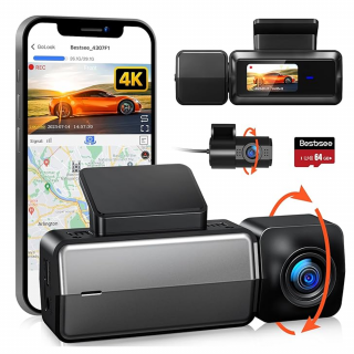 Camera auto de bord Bestsee M33 cu 2 canale 4K, WiFi, Super Night Vision, 170°, ecran 1.47  si aplicatie dedicata, G-sensor si monitorizare parcare
