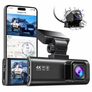 Camera auto de bord fata-spate REDTIGER F7N 4K+FHD, WiFi, Night Vision, 170°, ecran IPS 3.18 , GPS, aplicatie dedicata, G-sensor si monitorizare parcare, Card 64GB inclus