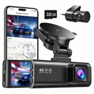 Camera auto de bord fata-spate REDTIGER F7NP 4K+FHD, WiFi, Night Vision, 170°, ecran IPS 3.18 , GPS, aplicatie dedicata, G-sensor si monitorizare parcare, Card 32GB Inclus