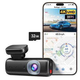 Camera auto de bord REDTIGER F9 Lite 4K, ADAS, WiFi, Night Vision, GPS, aplicatie dedicata, G-senzor si monitorizare parcare, card 32GB inclus