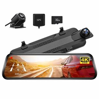 Camera auto tip oglinda fata-spate Wolfbox G930 4K, WiFi Night Vision, 170°, ecran tactil 10”, GPS, G-Senzor, monitorizare parcare