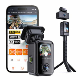 Camera auto Vantrue E360 ACE Panoramica 360° 5.2K 30 FPS, WiFi, Dual HDR, Night Vision 2.0, ecran tactil 1.54”, GPS, control vocal