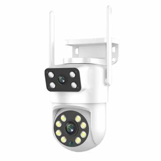 Camera de supraveghere inteligenta PTZ CCTV Dual, 6MP cu protectie IP66, NightVision, format inregistrare ONVIF compatibila cu Tuya/SmartLife