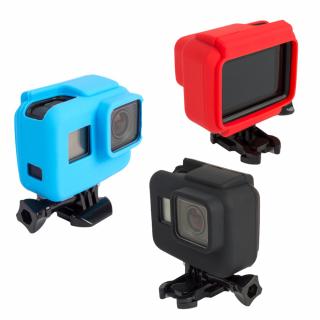 Carcasa de protectie din silicon cu rama, compatibila cu GoPro Hero 5 / 6 / 7 (Albastru)