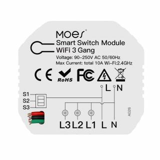 Releu inteligent smart WiFi cu 3 canale, DIY, compatibil Tuya/SmartLife