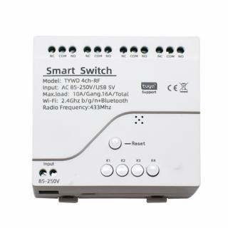 Releu inteligent smart WiFi cu 3 mode-uri si 4 canale, DIY, 85-250V, compatibil Tuya/SmartLife