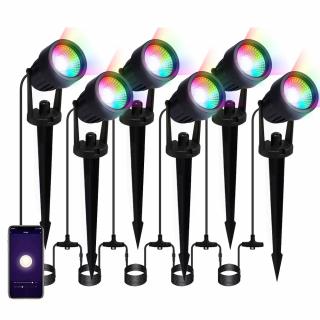 Set 6 Lampi ambientale LED RGB pentru gradina, 4300lm, 72W