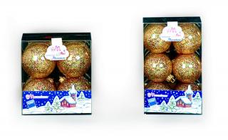 Set 8 globuri 60mm cristal galben decor glitter auriu